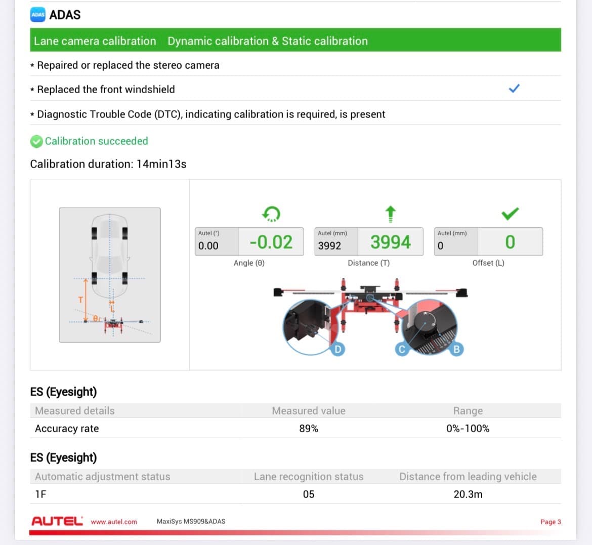 Windshield-mounted ADAS sensor module during calibration